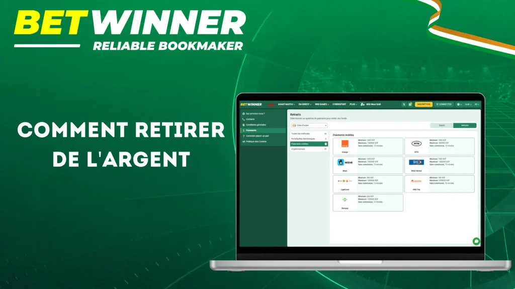 retirer l'argent compte Betwinner