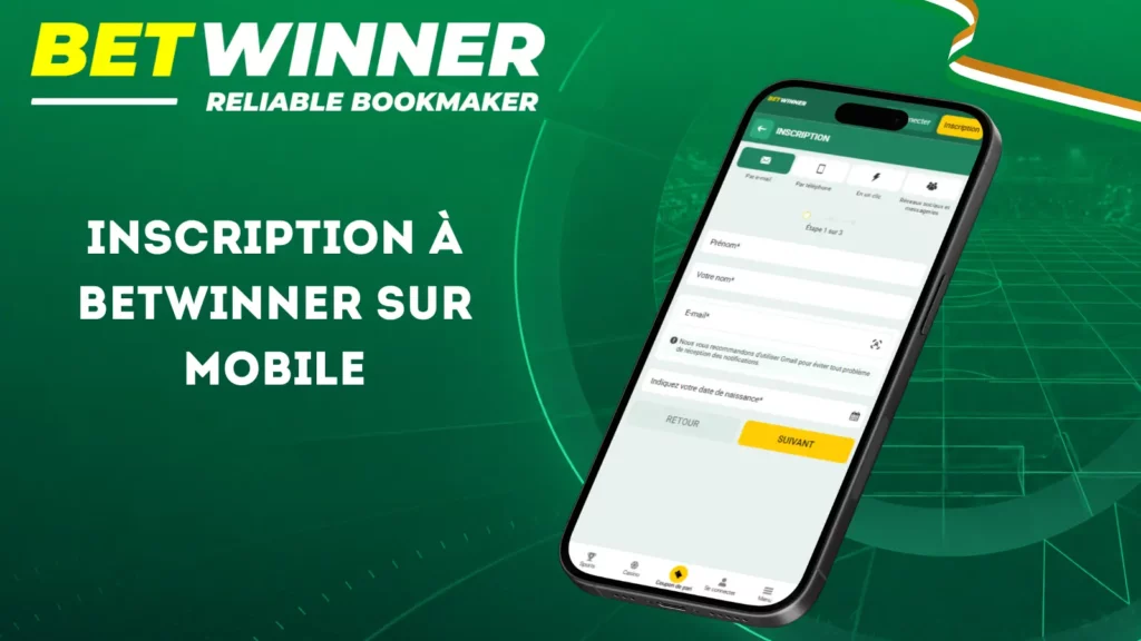 Inscription à Betwinner sur mobile