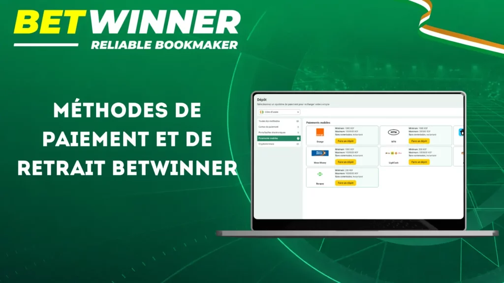 Méthodes de paiement et de retrait de Betwinner
