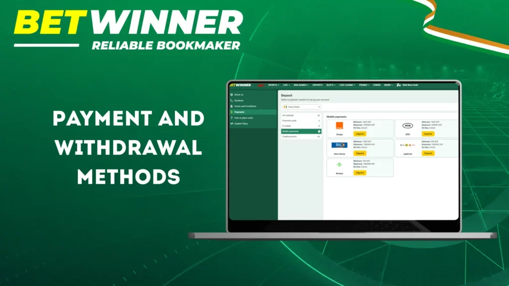 Betwinner Payment and Withdrawal Methods